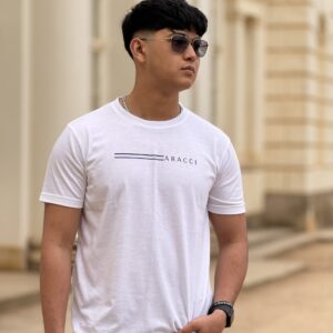 Aracci Twin Stripe Tee- White- Unisex