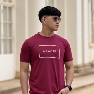 Aracci Boxed Logo Tee- Maroon- Unisex