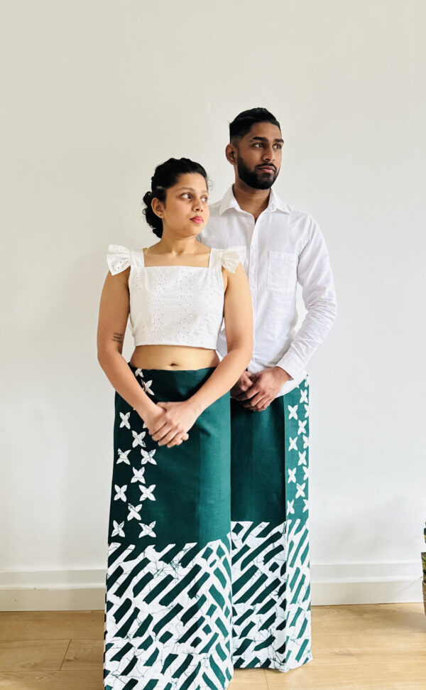 Men - Batik Sarong - Green and White - Image 2