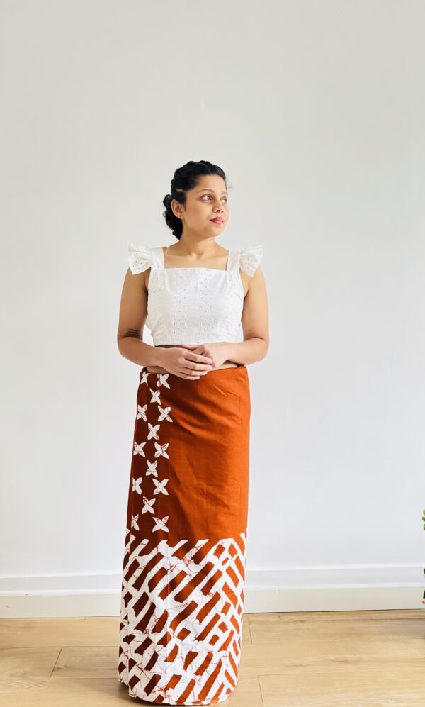 Women Batik Sarong- Brown and White