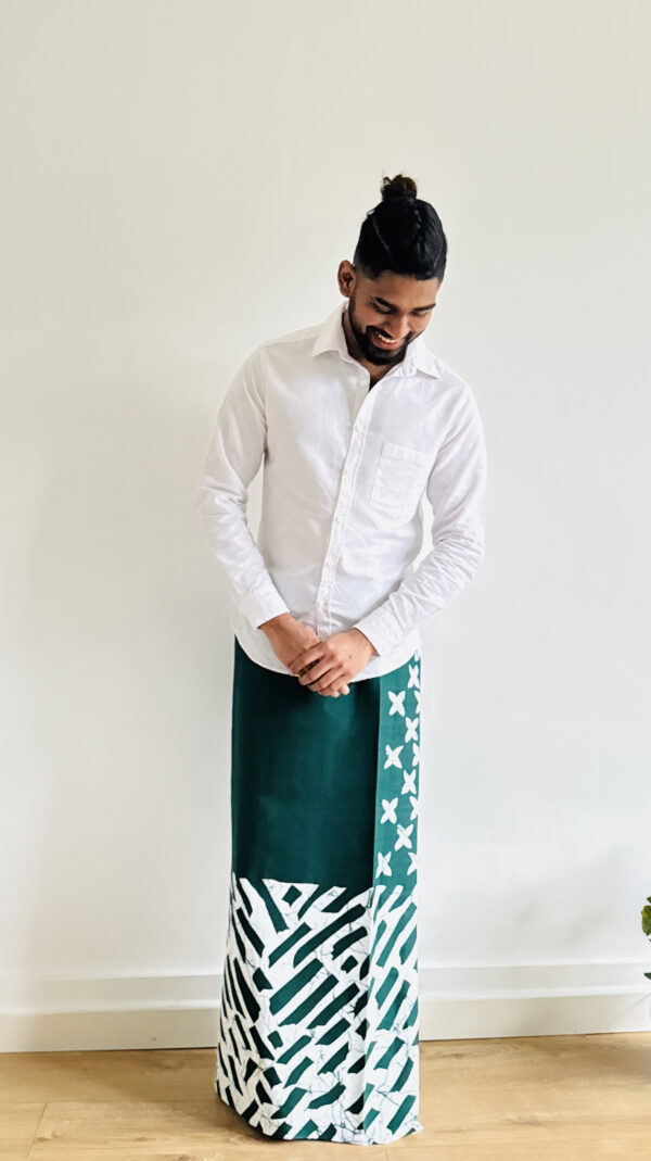 Men - Batik Sarong - Green and White