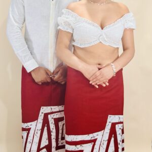 Unisex - Deep Red Geometric Print Cotton Sarong